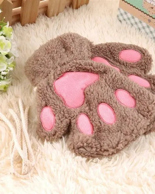 Kawaii Fingerless Neko Cat Paw Gloves for Cozy Comfort - Cosparty
