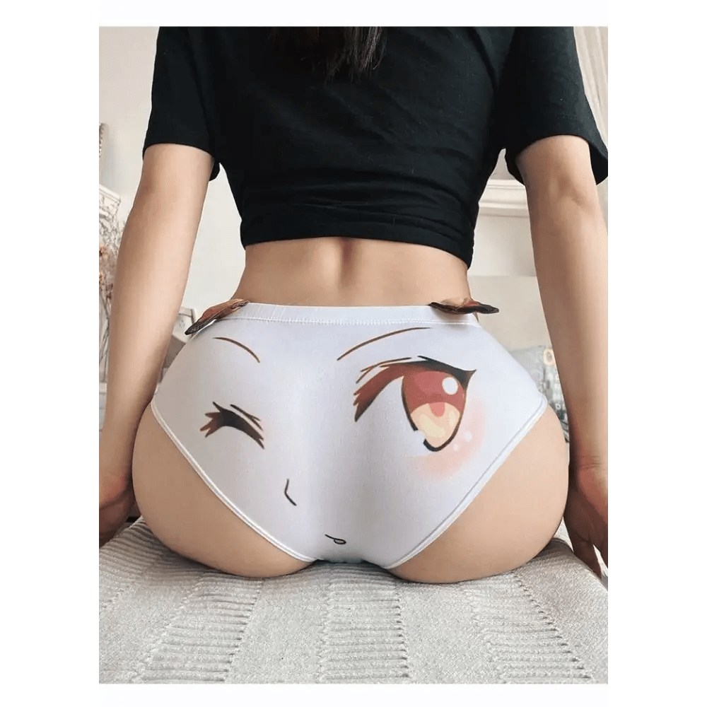 Kawaii Floppy Neko Eared Anime Face Underwear - Cosparty