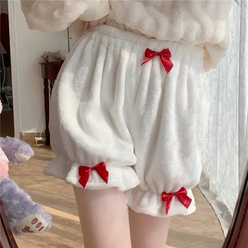 Kawaii Furry Bloomer Shorts with Ribbons and Ruffles - Cosparty