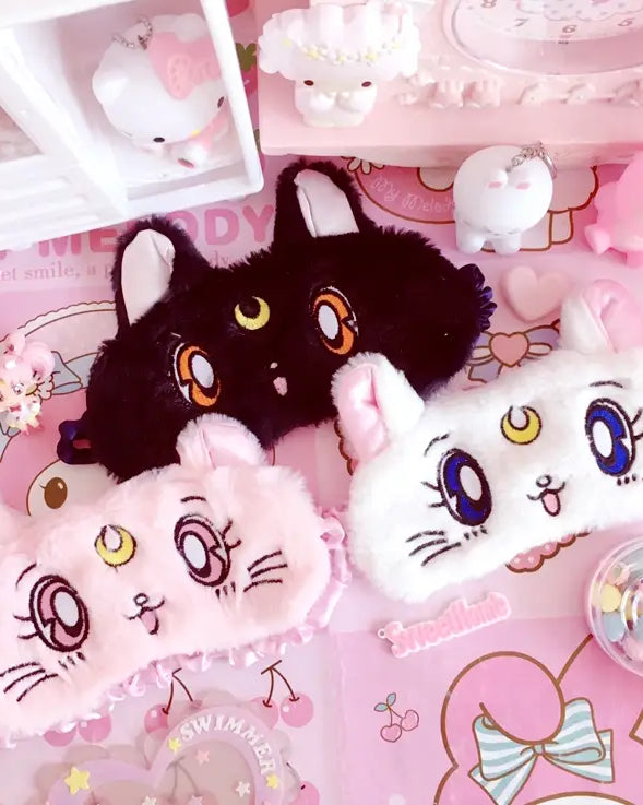 Kawaii Fuzzy Sleep Mask for Cozy Light Blocking Rest - sleep mask