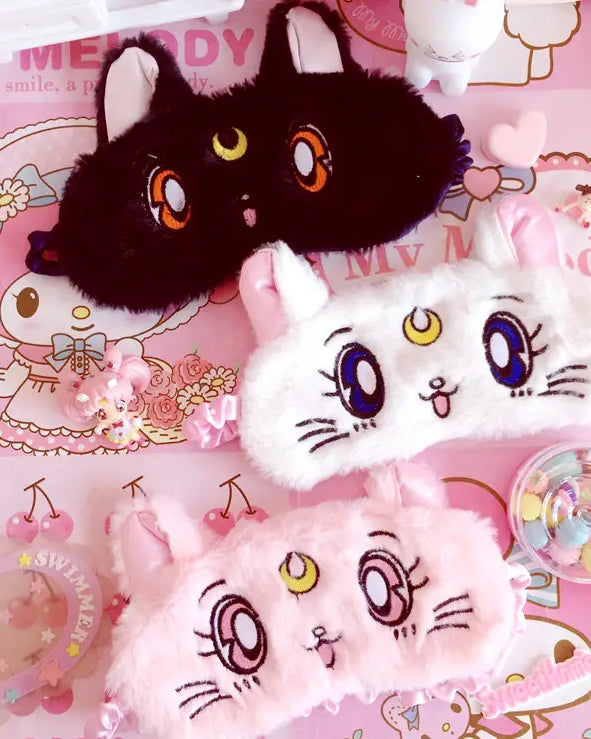Kawaii Fuzzy Sleep Mask for Cozy Light Blocking Rest - sleep mask