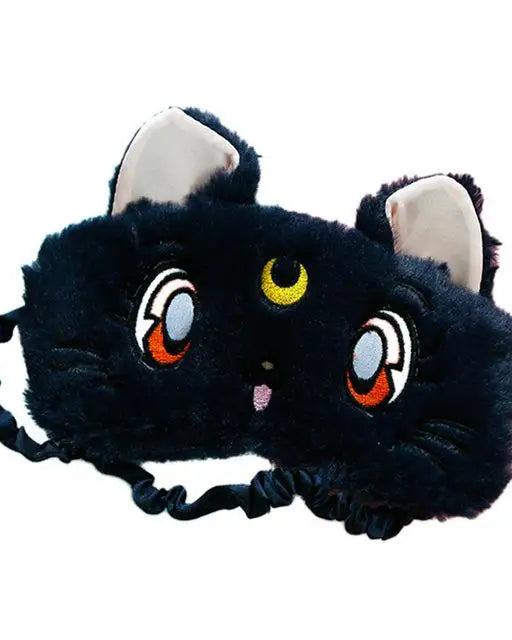 Pink Sailor Moon Kitty Cat Luna Sleep Mask Blindfold Furry Soft Fur Kitten Kawaii