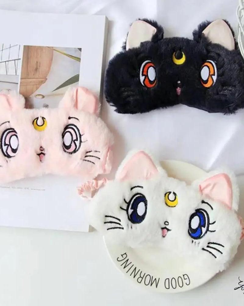 Kawaii Fuzzy Sleep Mask for Cozy Light Blocking Rest - sleep mask