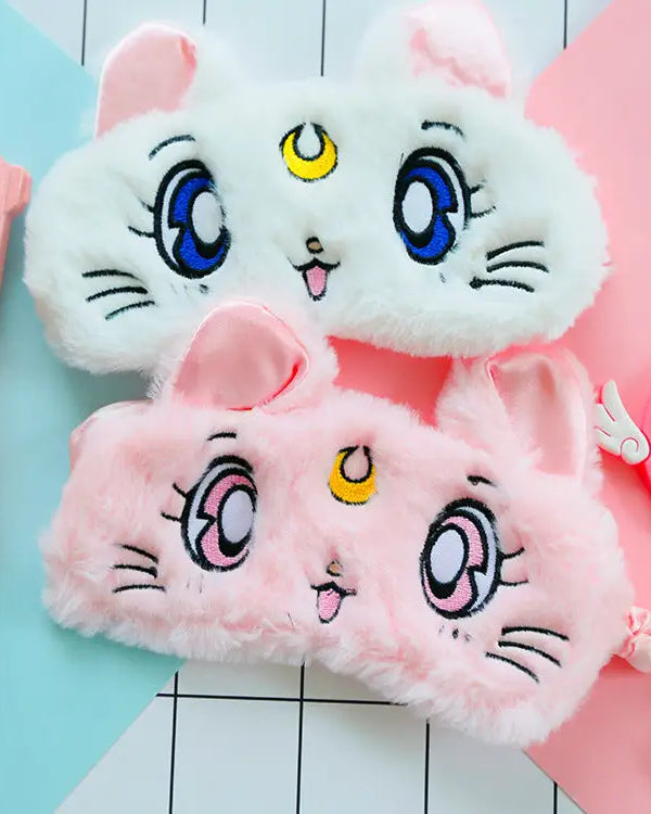 Kawaii Fuzzy Sleep Mask for Cozy Light Blocking Rest - sleep mask