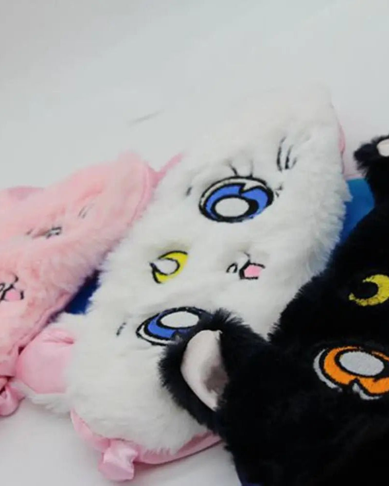 Kawaii Fuzzy Sleep Mask for Cozy Light Blocking Rest - Cosparty