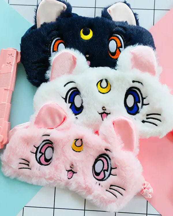 Kawaii Fuzzy Sleep Mask for Cozy Light Blocking Rest - sleep mask