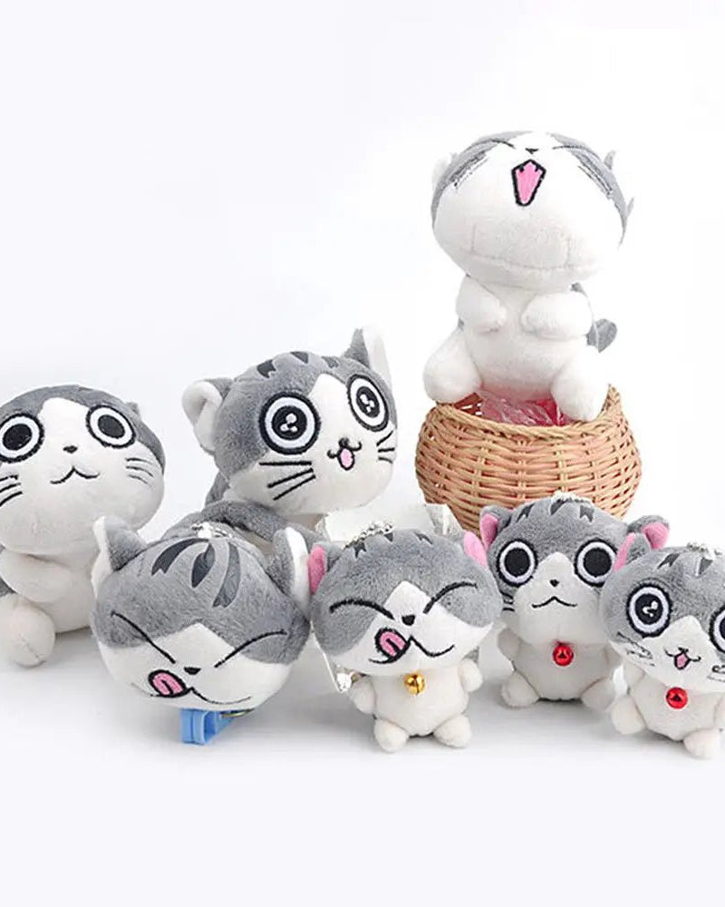 Kawaii Grey Kitty Cat Plush with Keychain Strap - Cosparty