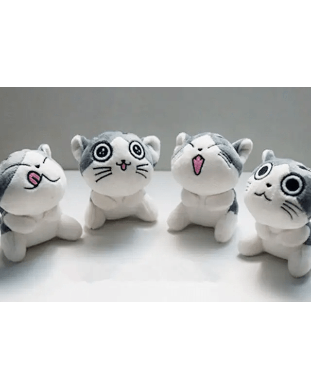 Kawaii Grey Kitty Cat Plush with Keychain Strap - Cosparty