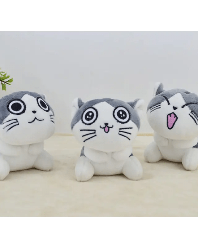 Kawaii Grey Kitty Cat Plush with Keychain Strap - Cosparty