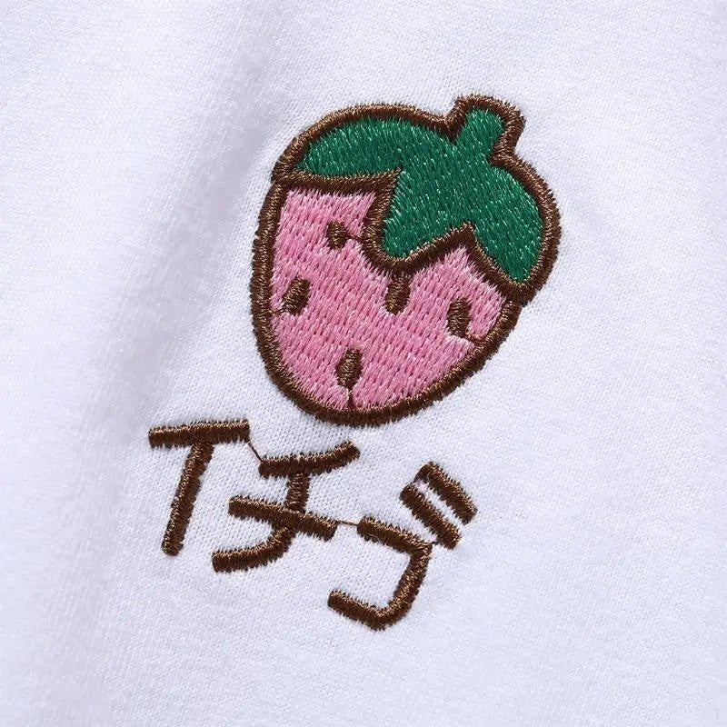 Kawaii Hand Embroidered Korean Fruit Shirts - Cosparty