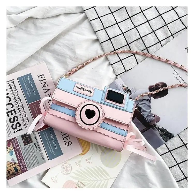 Kawaii Harajuku Camera Shaped 3D Purse in Pink and Blue - Cosparty