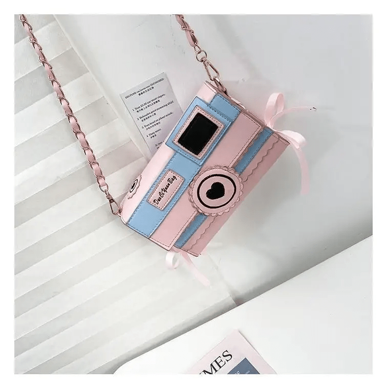 Kawaii Harajuku Camera Shaped 3D Purse in Pink and Blue - Cosparty