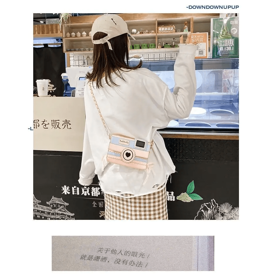 Kawaii Harajuku Camera Shaped 3D Purse in Pink and Blue - Cosparty