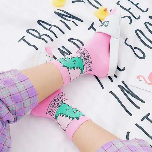 Kawaii Japanese Harajuku Cotton Prehistoric Socks - Cosparty