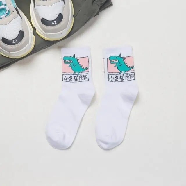 Kawaii Japanese Harajuku Cotton Prehistoric Socks - Cosparty