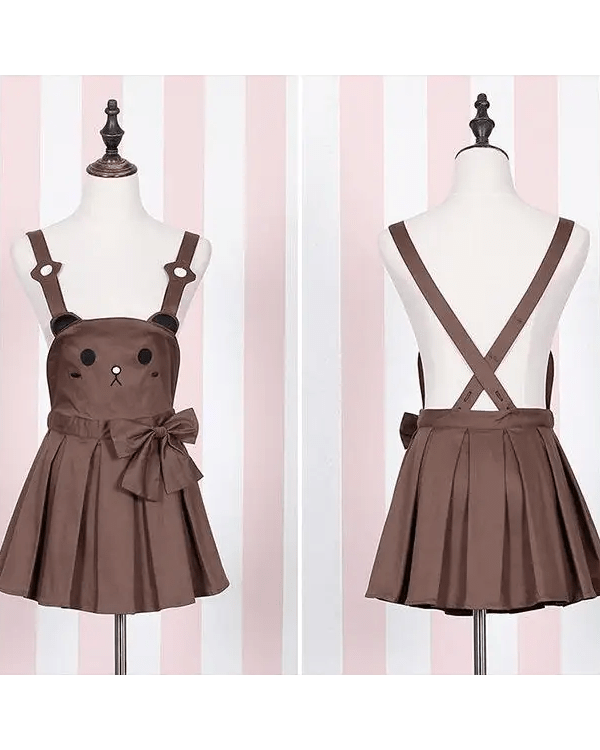 Kawaii Jumper Dress with Pleated Skirt and Criss Cross Straps - Cosparty