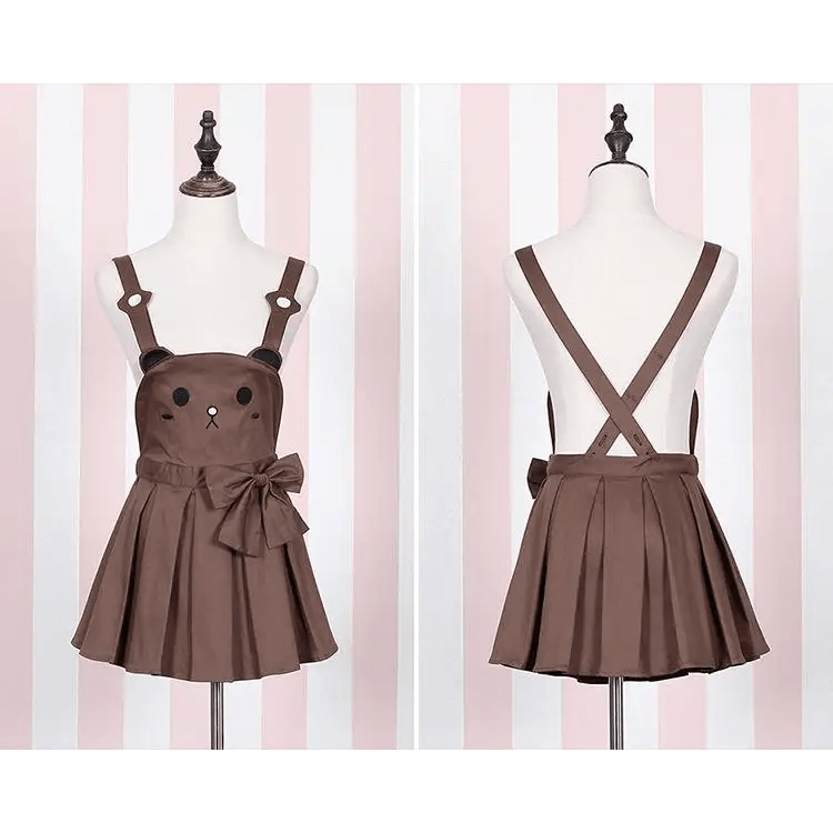 Kawaii Jumper Dress with Pleated Skirt and Criss Cross Straps - Cosparty