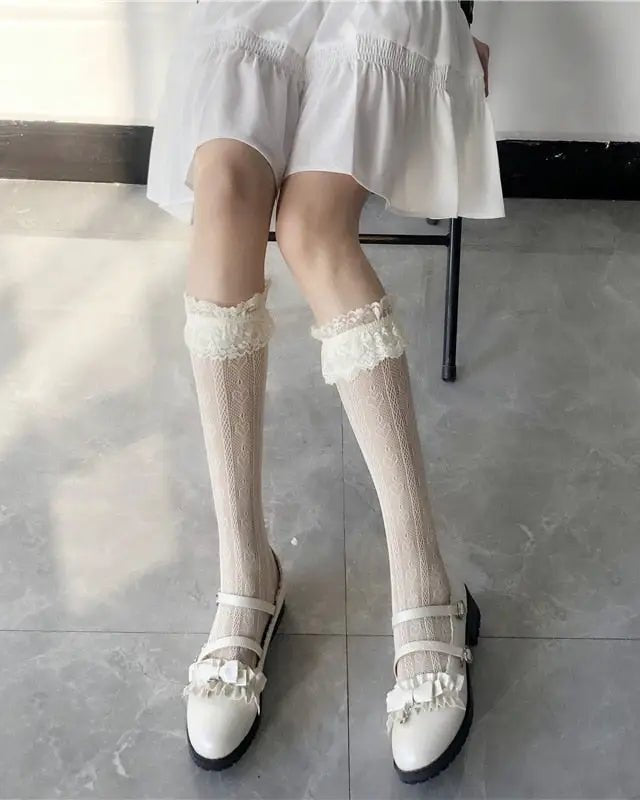 Kawaii Lace Heart and Ribbon Stockings for a Cute Style Upgrade - Cosparty
