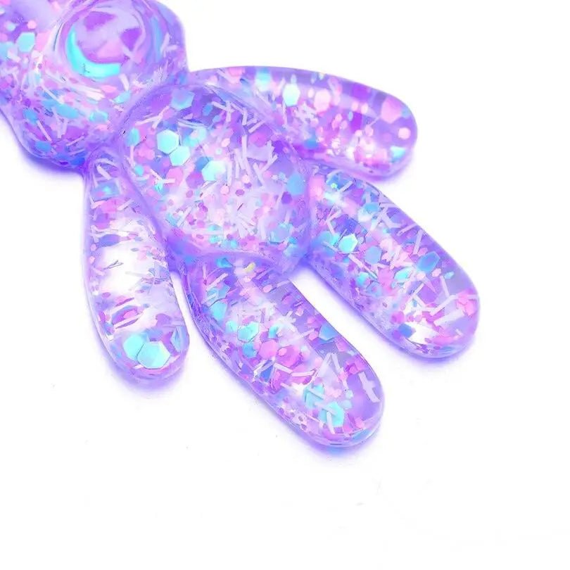 Kawaii Large Bear Earrings in Bright Glittery Colors - Cosparty