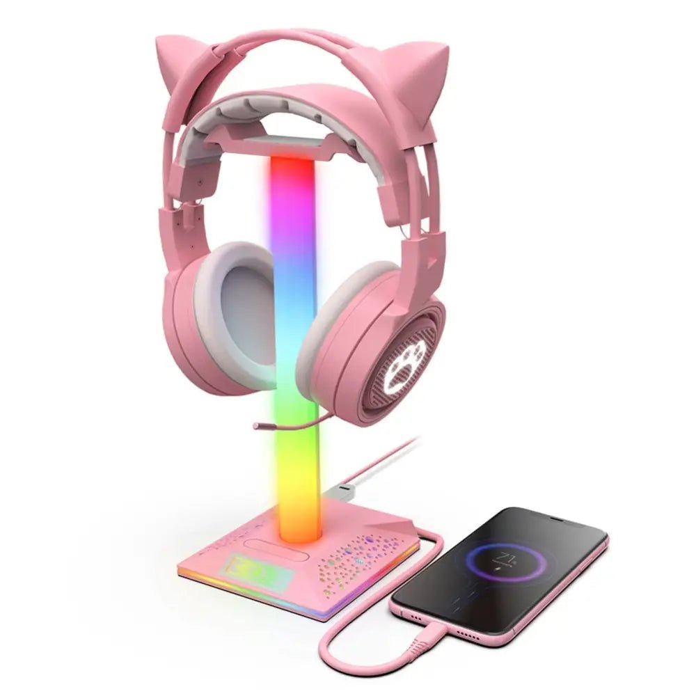 Kawaii LED Headset Stand for a Stylish Gaming Setup - Cosparty