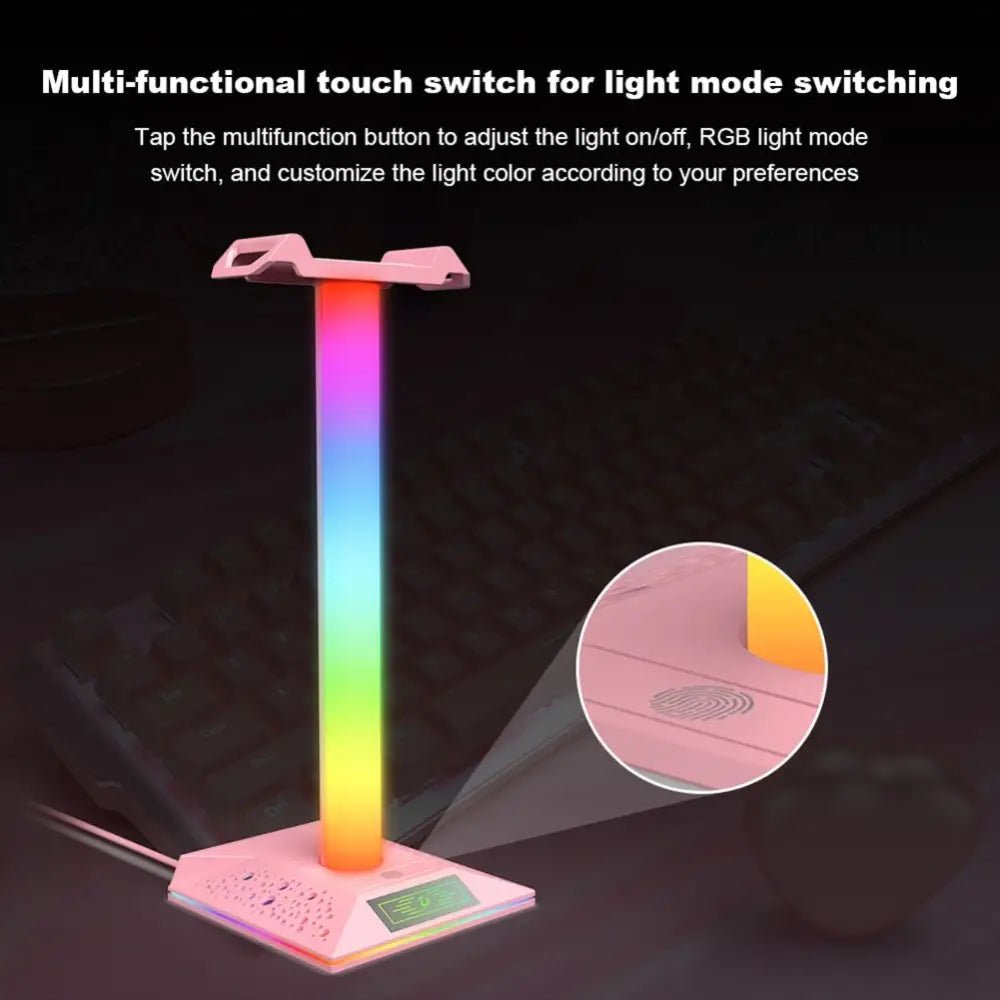 Kawaii LED Headset Stand for a Stylish Gaming Setup - Cosparty