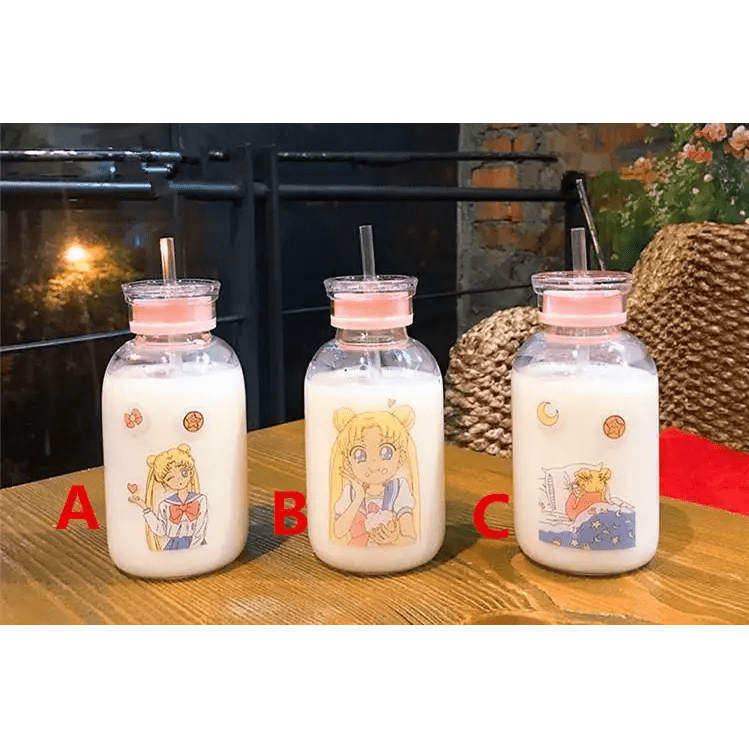 Kawaii Magical Girl Glass Water Bottles - Cosparty