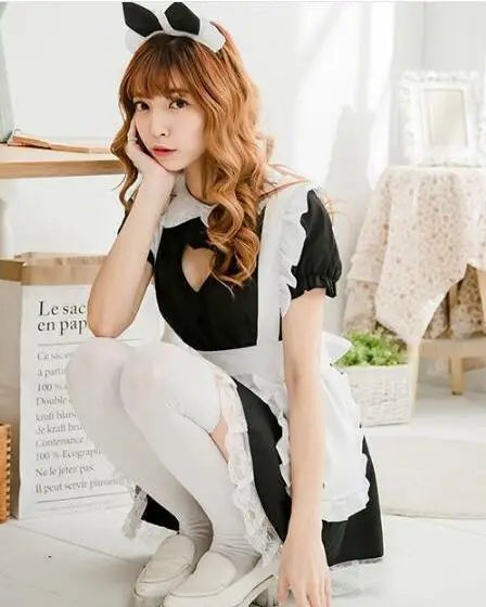 Kawaii Maid Cosplay Dress with Size Chart and Adorable Neko Twist - Cosparty