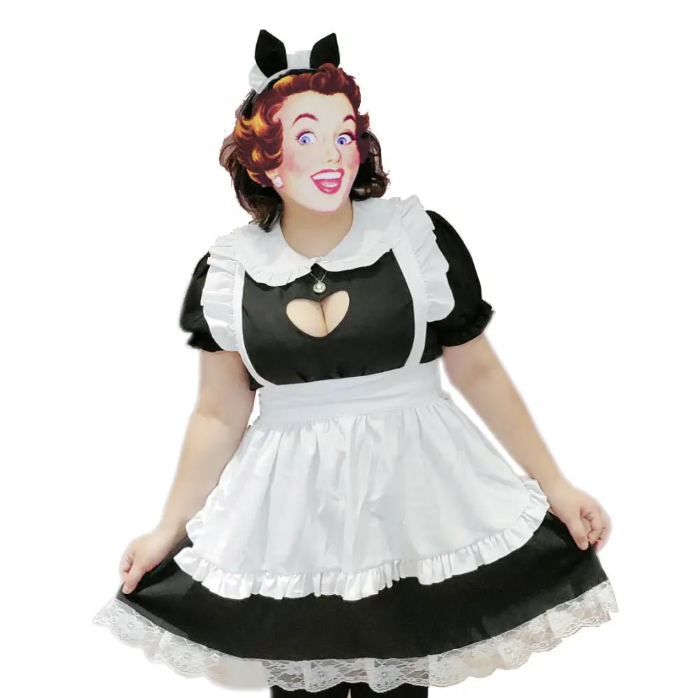 Kawaii Maid Cosplay Dress with Size Chart and Adorable Neko Twist - Cosparty