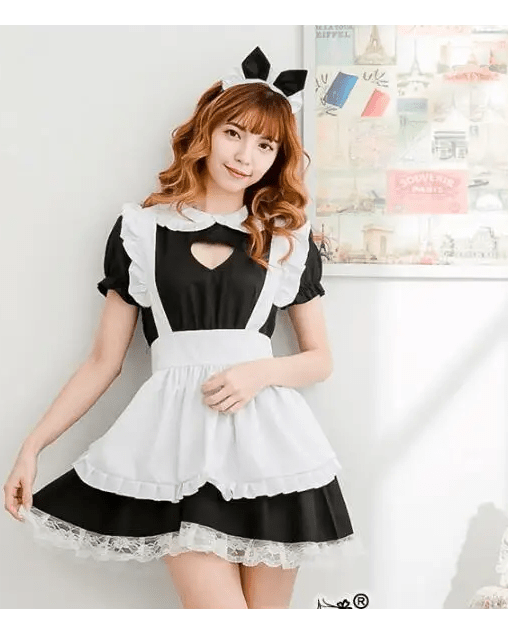 Kawaii Maid Cosplay Dress with Size Chart and Adorable Neko Twist - Cosparty