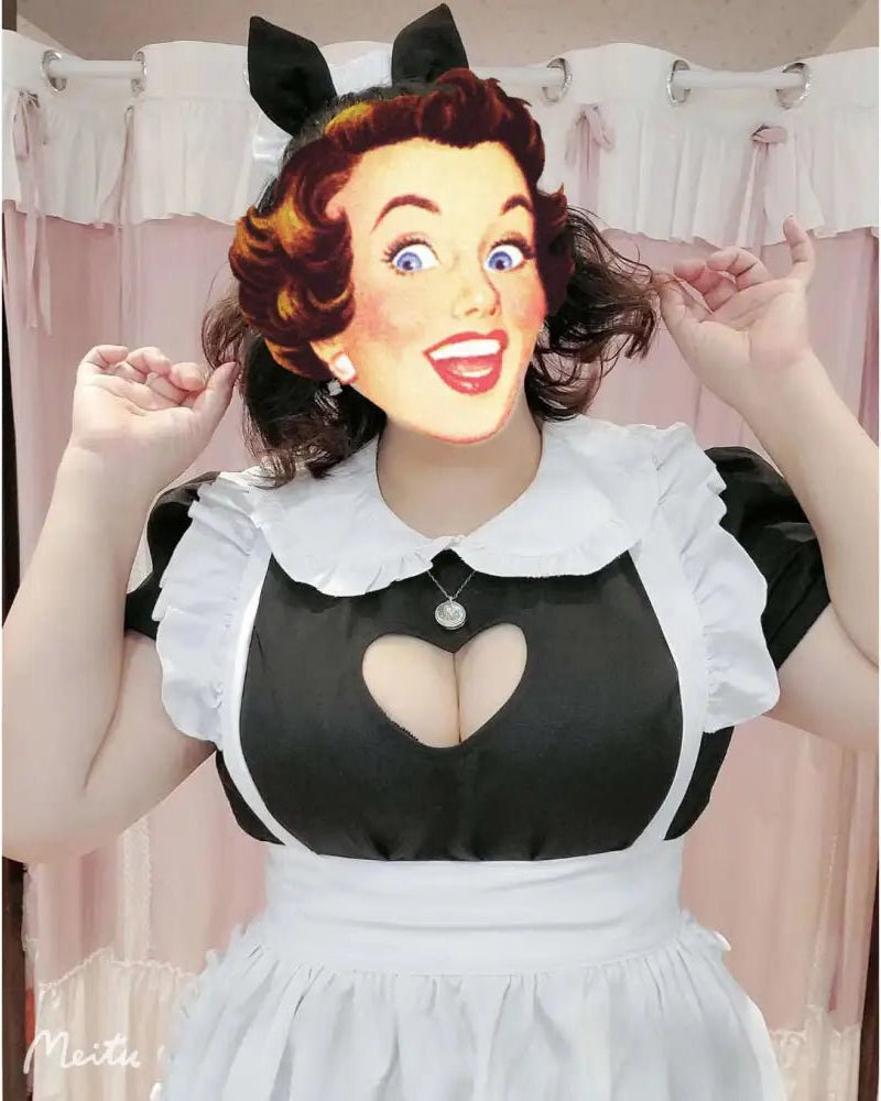 Kawaii Maid Cosplay Dress with Size Chart and Adorable Neko Twist - Cosparty