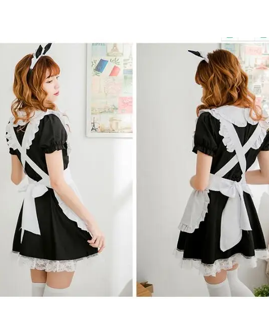 Kawaii Maid Cosplay Dress with Size Chart and Adorable Neko Twist - dress
