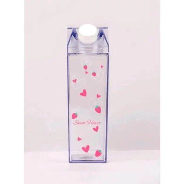 Kawaii Milk Carton Shaped Transparent Water Bottles - Cosparty