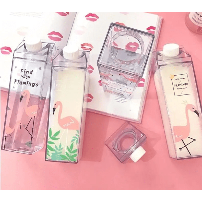 Kawaii Milk Carton Shaped Transparent Water Bottles - Cosparty