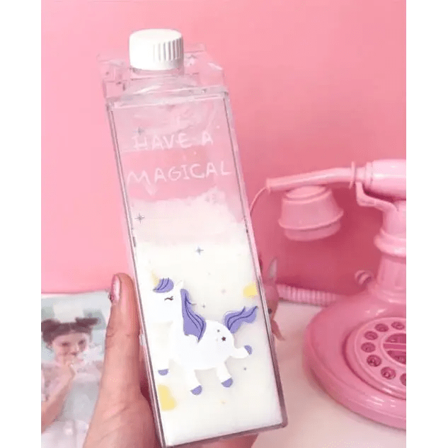 Kawaii Milk Carton Shaped Transparent Water Bottles - Cosparty