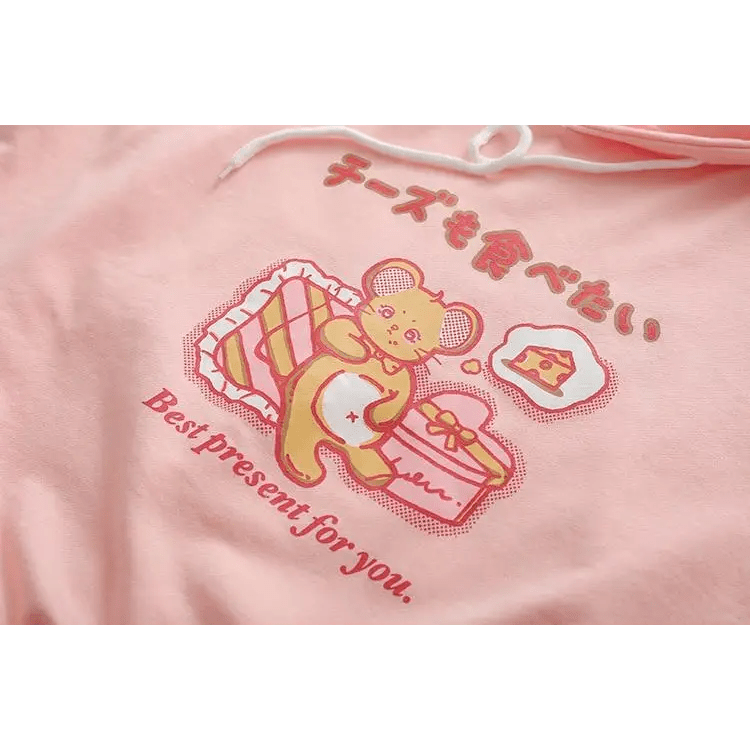 Kawaii Mouse Inspired Hoodie in Pastel Pink or White - Cosparty
