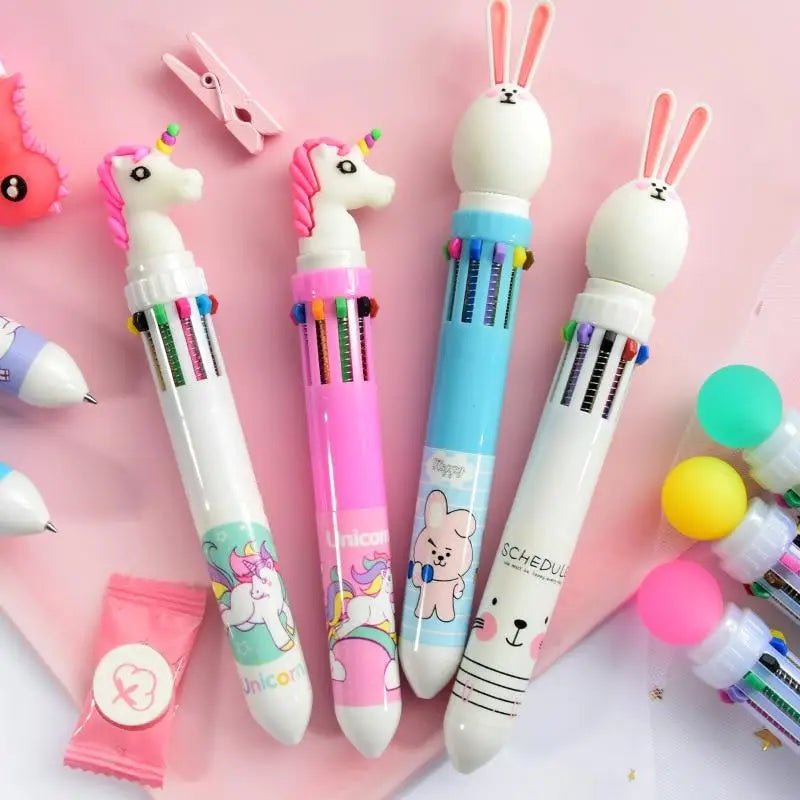 Kawaii Multi - Colored Pens in Playful Pastel Shades - Cosparty