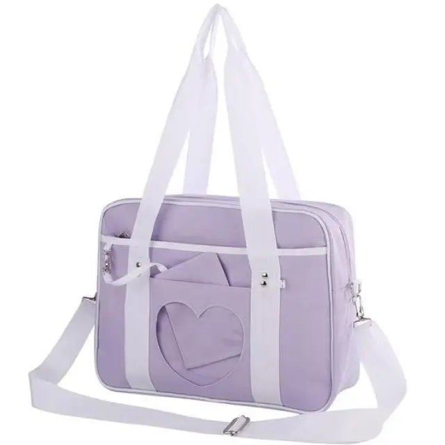 Kawaii Pastel Duffle Bag with Transparent Hearts - Cosparty