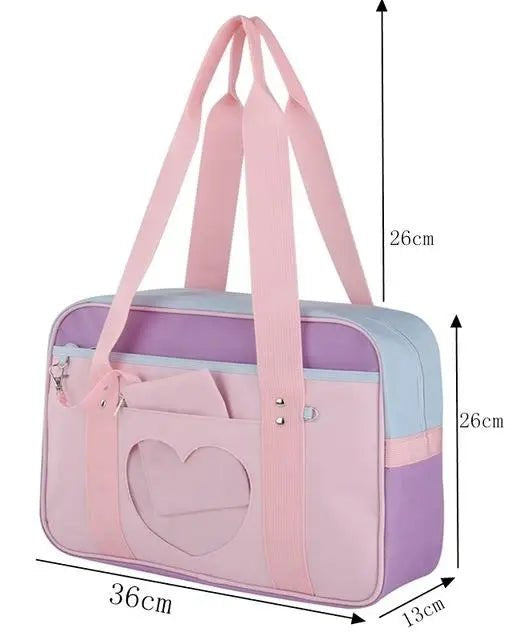 Kawaii Pastel Duffle Bag with Transparent Hearts - Cosparty