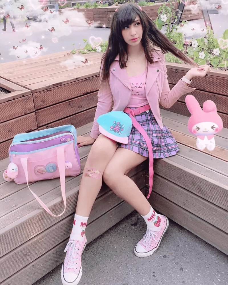 Kawaii Pastel Duffle Bag with Transparent Hearts - Cosparty