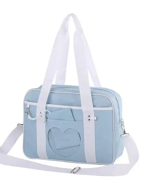 Kawaii Pastel Duffle Bag with Transparent Hearts - Cosparty