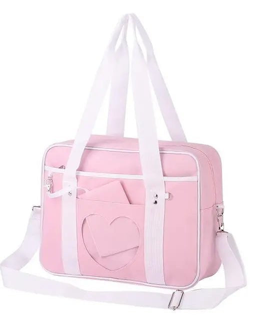 Kawaii Pastel Duffle Bag with Transparent Hearts - Cosparty
