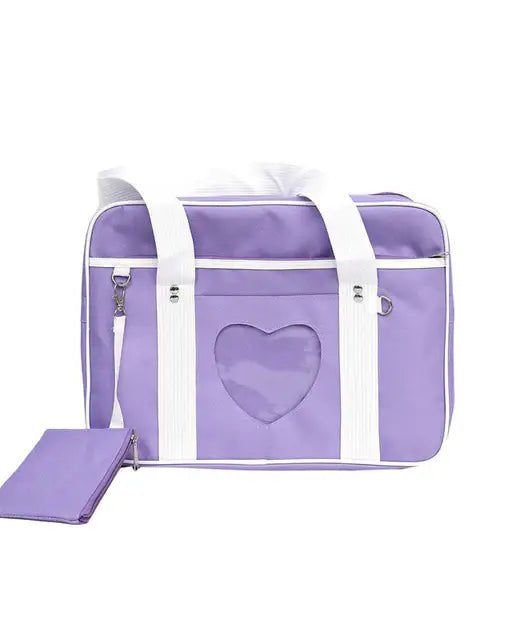 Kawaii Pastel Duffle Bag with Transparent Hearts - Cosparty