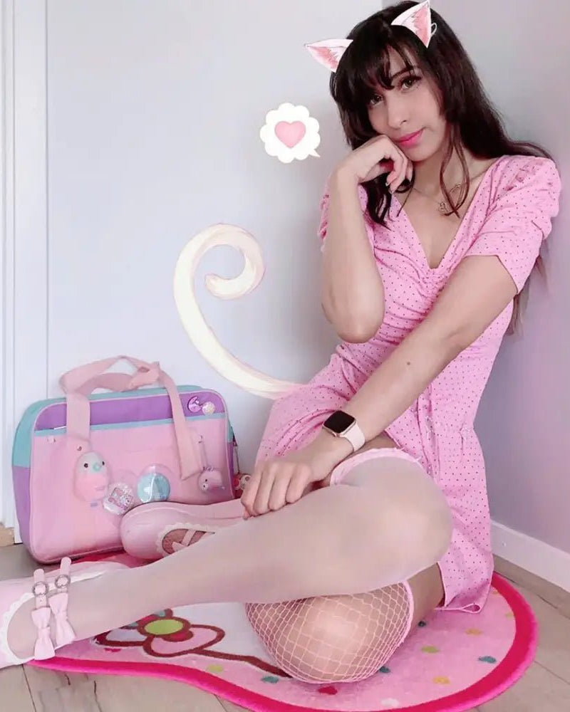 Kawaii Pastel Duffle Bag with Transparent Hearts - Cosparty