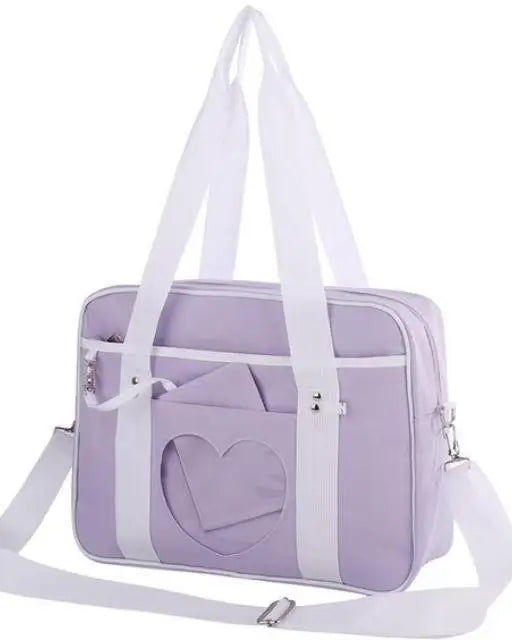 Kawaii Pastel Duffle Bag with Transparent Hearts - bags