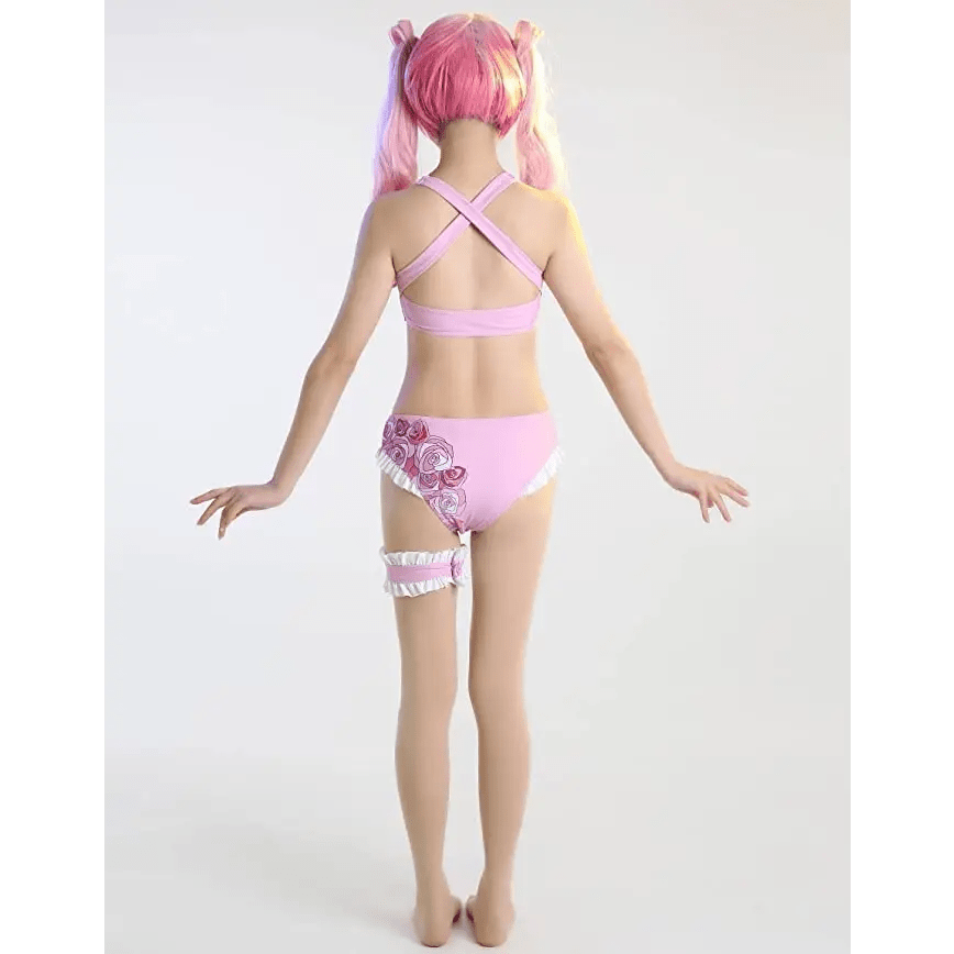 Kawaii Pink Bikini Set with Ruffled Shark Design for Summer Fun - Cosparty