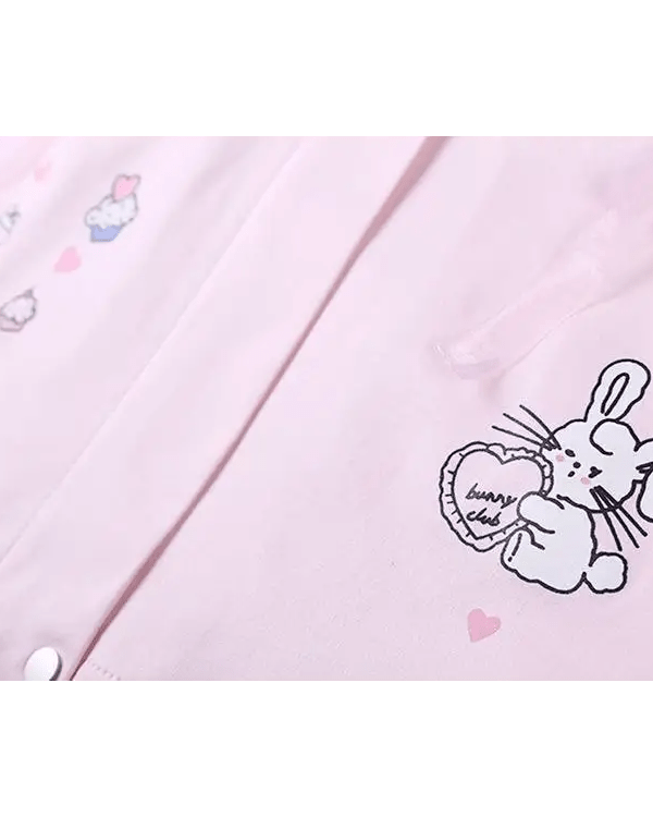 Kawaii Pink Bunny Windbreaker Winter Jacket - Cosparty