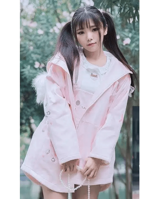 Kawaii Pink Bunny Windbreaker Winter Jacket - Cosparty