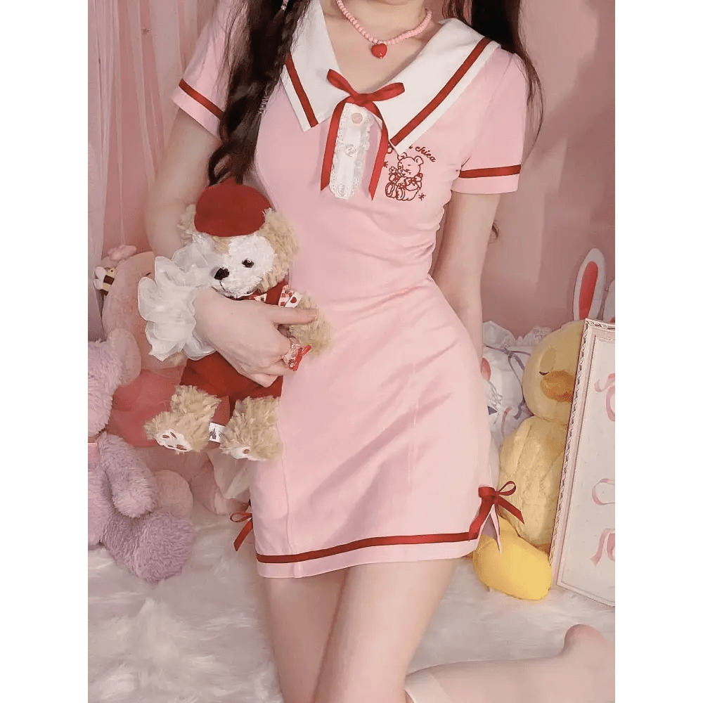 Kawaii Pink Princess Dress with Cozy Academia Vibes - Cosparty