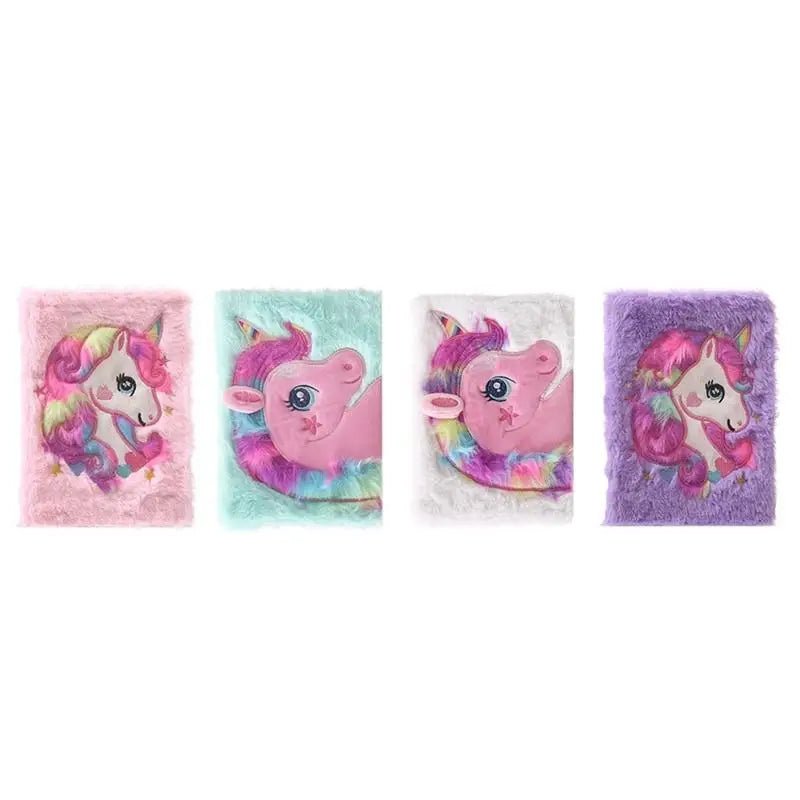 Kawaii Plush Unicorn Diary with Pastel Rainbow Embroidery - Cosparty