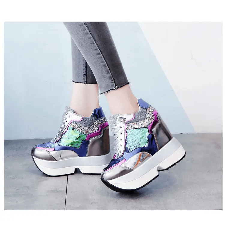 Kawaii Punk Rock Sequin Shoes Inspired by Harajuku Street Fashion - Cosparty